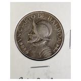 1933 Silver 1/4 Balboa Panama World Coin