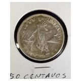 1944 S Silver 50 Centavos Philippines World Coin