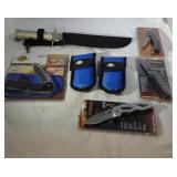 Assorted Knives- 8 inch survival knife w/ sheath,