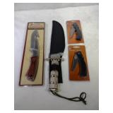 Gut Hook Knife, 2 Pocket Knives Various Sizes