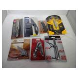 5 Pocket Knives Various Sizes. 8 in 1 Multi Tool
