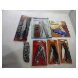 6 Pocket Knives Various Sizes and Multi Tool