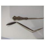 Antique Button Hook and Metal Shoe Horn Spoon