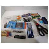 Scissors, xacto blades, screws, etc