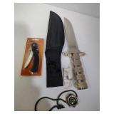 8 inch Hunting Knife w/ "Goodies" inside handle