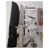 8 inch Hunting Knife w/ "Goodies" inside Handle