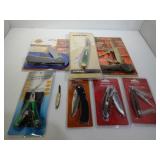 5 Various Size Pocket Knives and 2 Multi Tools