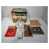 2 Light Switch Covers, an Outlet, Floodlight