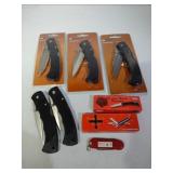 7 Pocket Knives Various Sizes and a Multi Tool