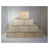 Ten 9in X 41/2in Wooden Boxes