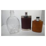 2 Flasks and 1 Log Cabin Syrup Glass Jar and Tote