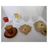 2 Small wall Decor Items, and 5 Glass Items