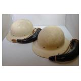 2 Horn Canteens and 3 Helmets