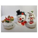 3 Winter Music Boxes/Figurines