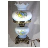 light blue floral hurricane lamp 16 inches tall