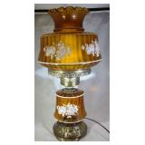 Brown Stained Glass Floral Hurricane Lamp