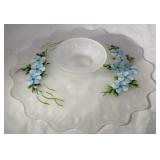 Hand Painted Frosted Glass Cake Stand 14 inch