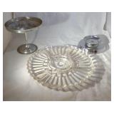 Glass Relish Dish, Silver Plated Nut Dish