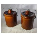 2 Cheese Crocks w/ Locking Lids