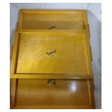 12 Wooden Serving Trays w/ Painted Designs
