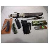 Lot of 8 Knives-3 3/4" knife, 8" survival knife, 3
