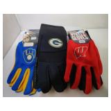 3 Pairs of Wisconsin Teams Work Gloves