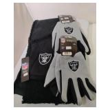 2 Pairs Oakland Raiders Utility Gloves and A Scarf