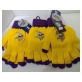 3 Pair Minnesota Vikings Thin Gloves