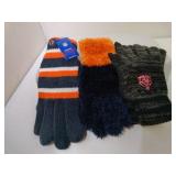 3 Pair of Chicago Bears Thin Winter Gloves