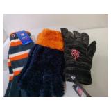 3 Pair Chicago Bears Thin Winter Gloves