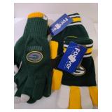 3 Pair Green Bay Packers Thin Winter Gloves