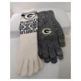 2 Pair Green Bay Packers Thin Winter Gloves