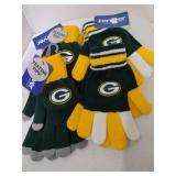 4 Pair Green Bay Packers Thin Winter Gloves