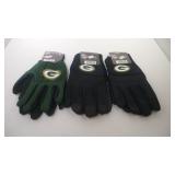 3 pair Green Bay Packers gloves - two work and