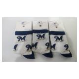 3 pair Toddler Milwaukee Brewers socks