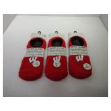 3 Pair One Size Wisconsin Badgers Slipper Socks