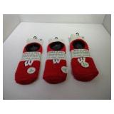 3 Pair One Size Wisconsin Badgers Slipper Socks