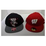 Two Size 7 Wisconsin Badgers Ball Caps