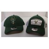 2 Adjustable Milwaukee Bucks Ball Caps