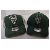 2 Adjustable Milwaukee Bucks Ball Caps