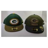 2 Size 7 1/4 New Era Green Bay Packers ball caps