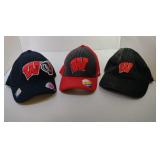 3 Youth New Era Wisconsin Badgers ball caps - one