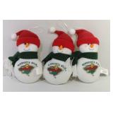 3 Minnesota Wild Snowman Ornaments - stand 7 inch