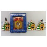 4 Boston Bruins team ornaments - 1 sled and 3