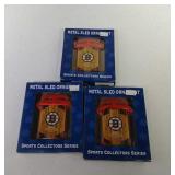 3 Boston Bruins sled ornaments - stand 4 inches