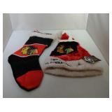 Chicago Blackhawks stocking and Santa hat