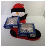 Wisconsin Badgers Snowman stocking and two star