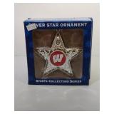 3 Wisconsin Badgers star ornaments - 5 inches