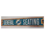 36in X 6in Miami Dolphins Wooden Plaque