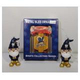 Milwaukee Brewers sled and 2 gnome ornaments